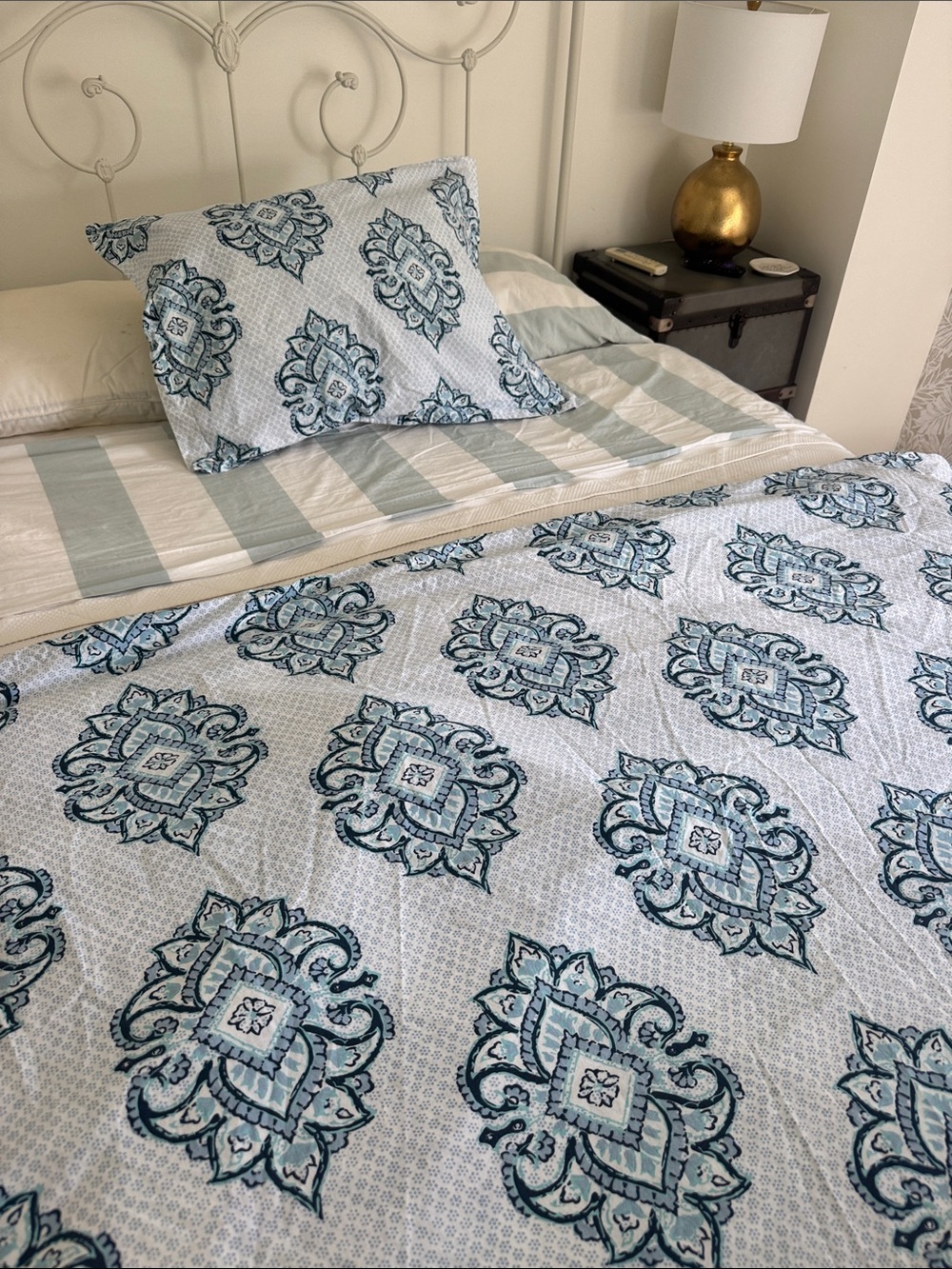 Anthropologie John Robshaw dahara twin Blue Medallion Cotton duvet cover set.